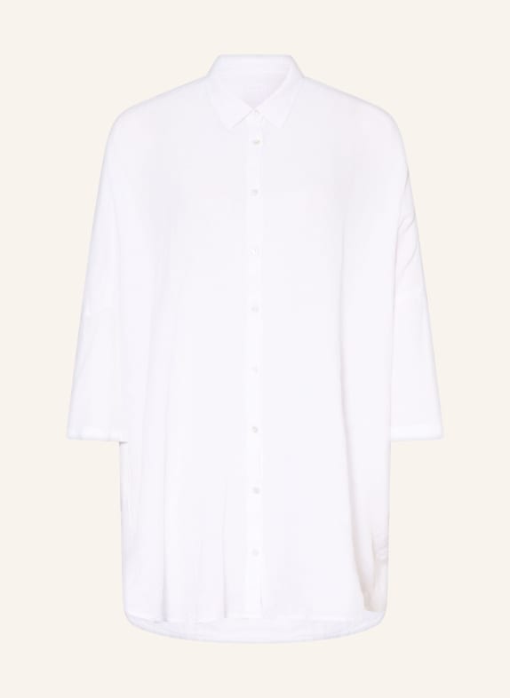 120%lino Linen shirt blouse with 3/4 sleeves WHITE