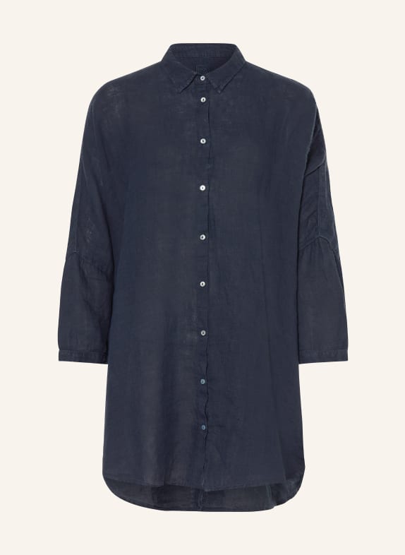 120%lino Bluzka z lnu z rękawami 3/4 GRANATOWY