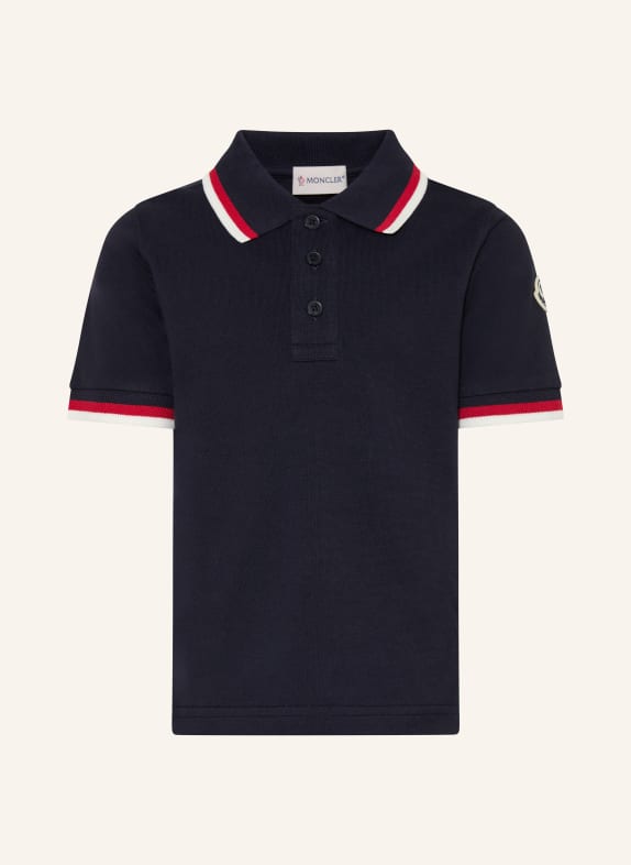MONCLER enfant Polo piqué BLEU FONCÉ / ROUGE FONCÉ / BLANC