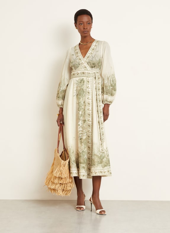 ZIMMERMANN Zavinovací šaty WANDERLUST REŽNÁ / OLIVOVÁ