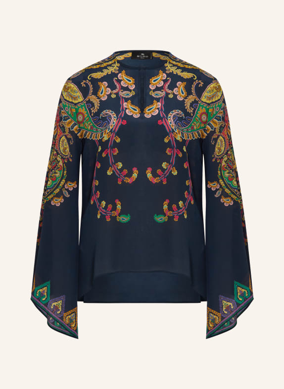 ETRO Silk blouse shirt DARK BLUE / RED / YELLOW