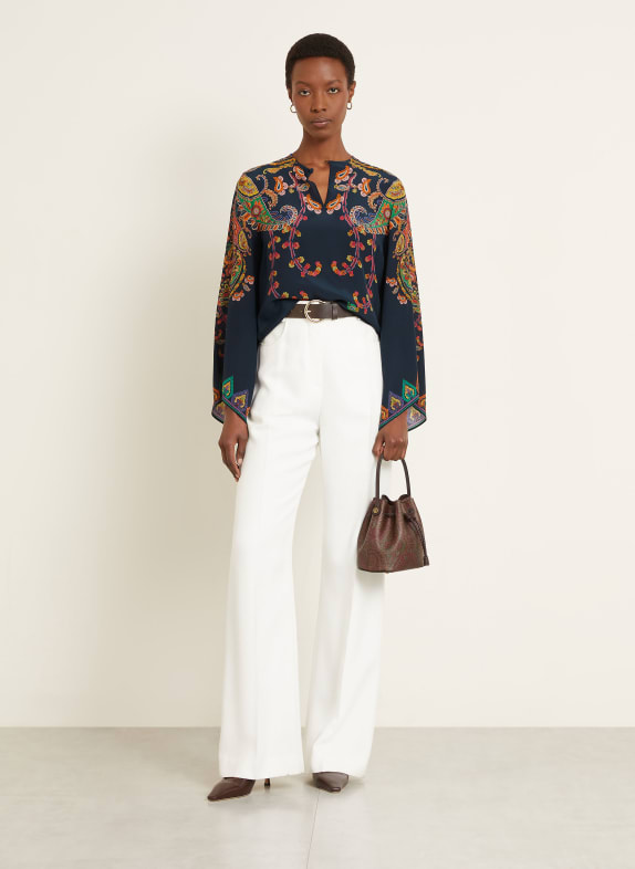 ETRO Zijden blouse DONKERBLAUW / ROOD / GEEL