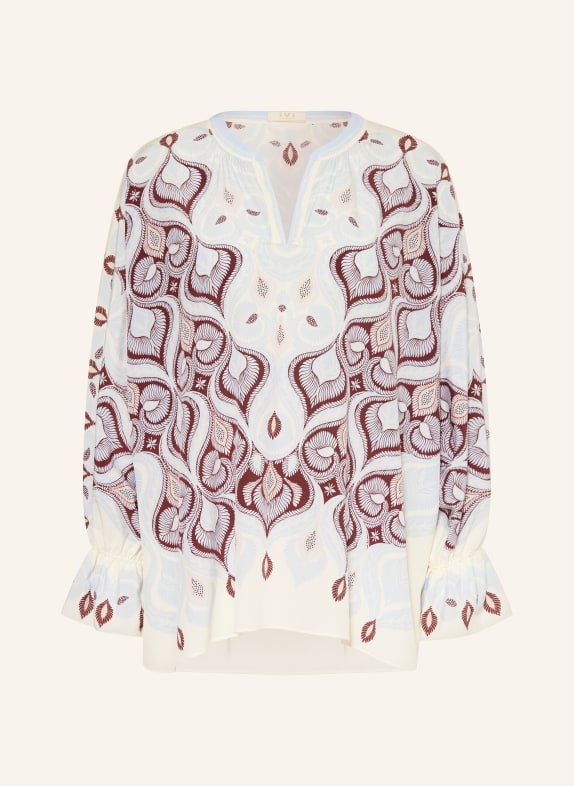 IVI collection Blusenshirt aus Seide CREME / DUNKELROT / HELLBLAU