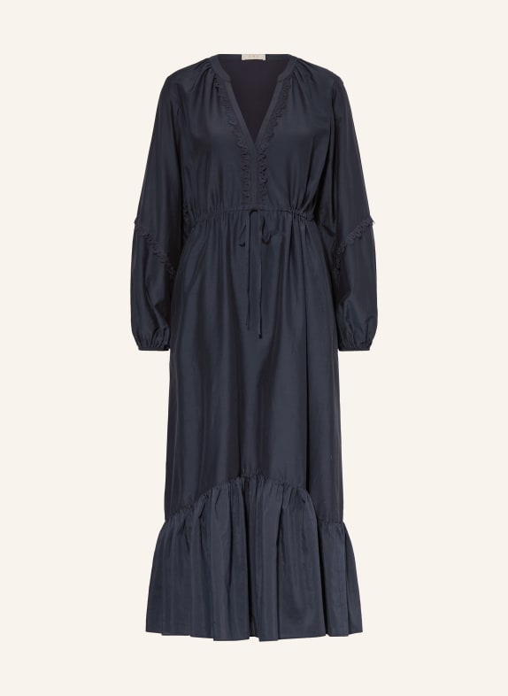 IVI collection Kleid mit Seide und Lochspitze DUNKELBLAU