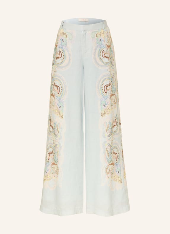 IVI collection Marlenehose aus Leinen MINT / BRAUN / GELB