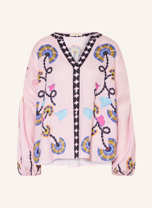 IVI collection Blusenshirt aus Leinen ROSA / ORANGE / GRÜN