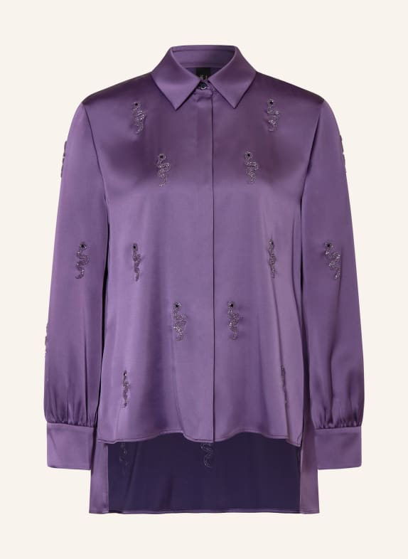 MARC CAIN Bluzka z satyny z kamieniami ozdobnymi 744 mystical