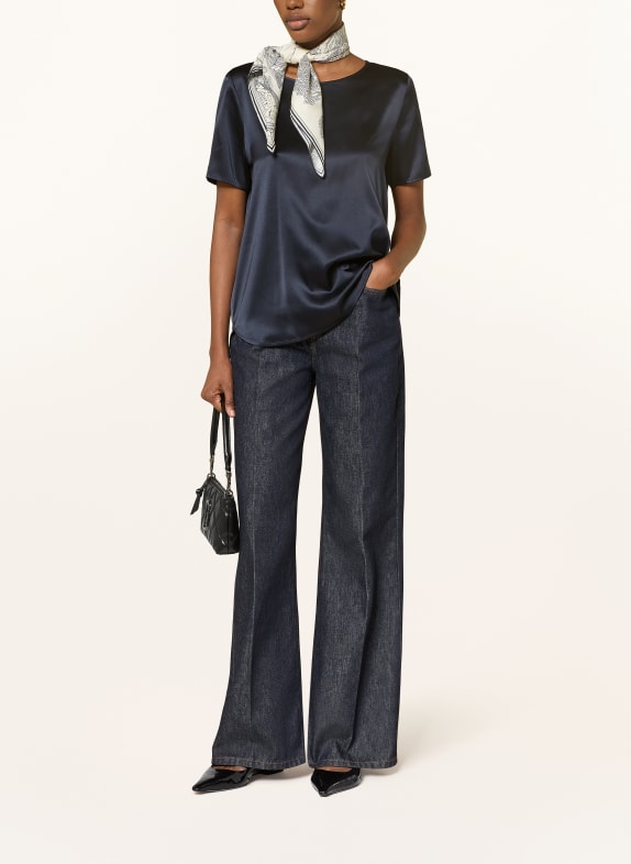 (THE MERCER) N.Y. Zijden blouse DONKERBLAUW