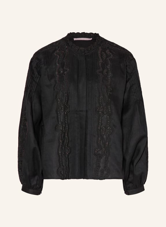 (THE MERCER) N.Y. Leinenbluse mit Lochspitze SCHWARZ