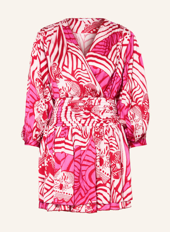 Poupette St Barth Sukienka plażowa COLLEEN MOCNORÓŻOWY / CZERWONY / BIAŁY