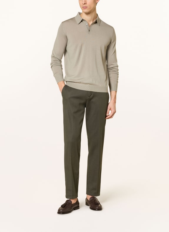 STROKESMAN'S Gebreid poloshirt van merinowol TAUPE