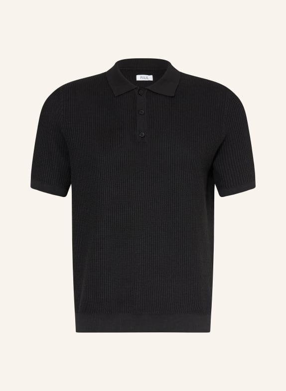 PAUL Strick-Poloshirt SCHWARZ
