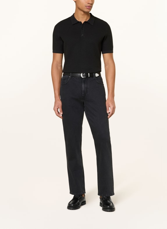 PAUL Tricou polo din tricot NEGRU
