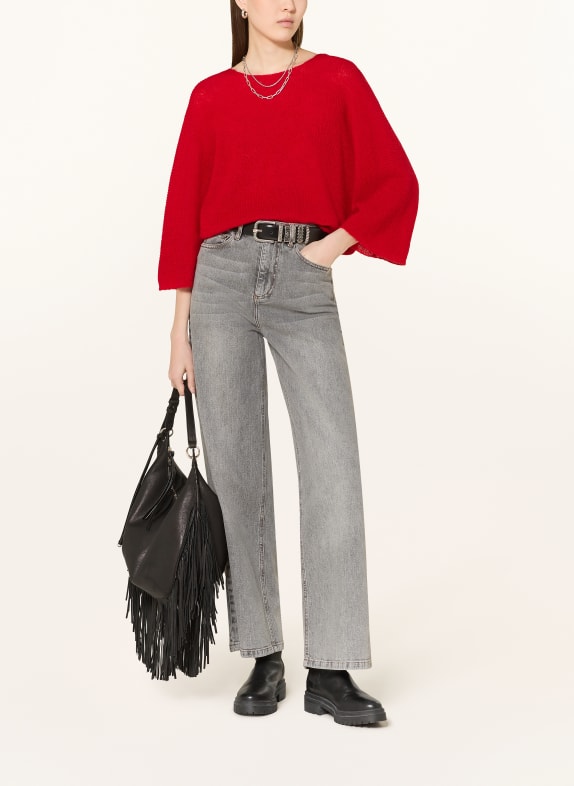 ba&sh Pullover ISAAC mit Mohair und Schmucksteinen DUNKELROT