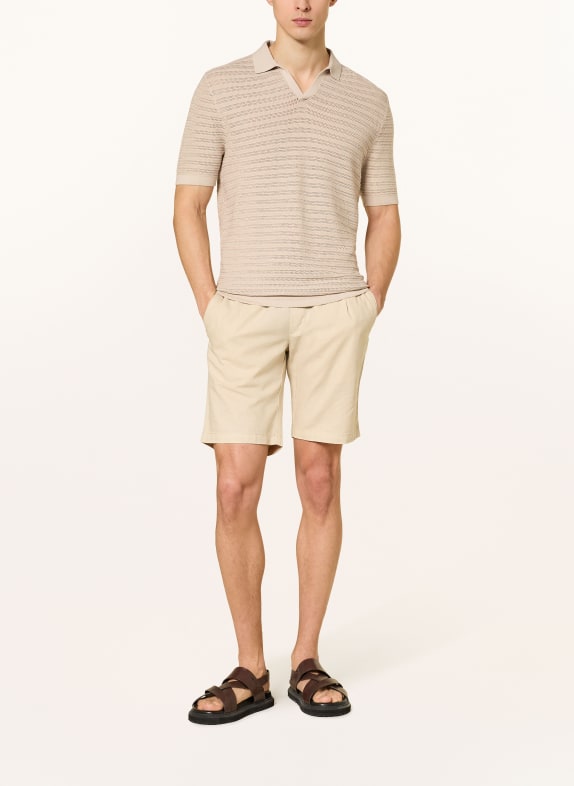 STROKESMAN'S Strikket poloshirt BEIGE