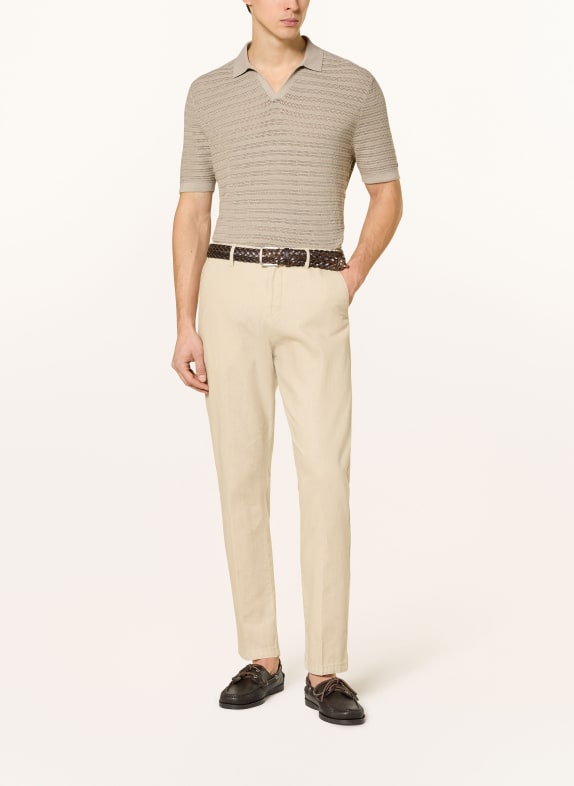 STROKESMAN'S Strikket poloshirt KHAKI