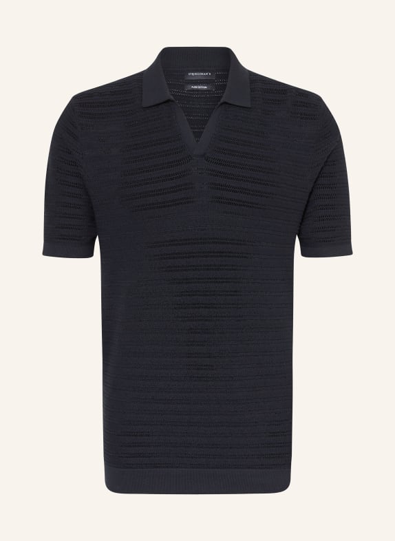 STROKESMAN'S Strick-Poloshirt DUNKELBLAU