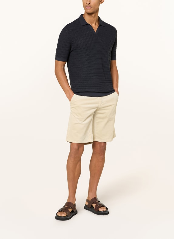 STROKESMAN'S Strikket poloshirt MØRKEBLÅ