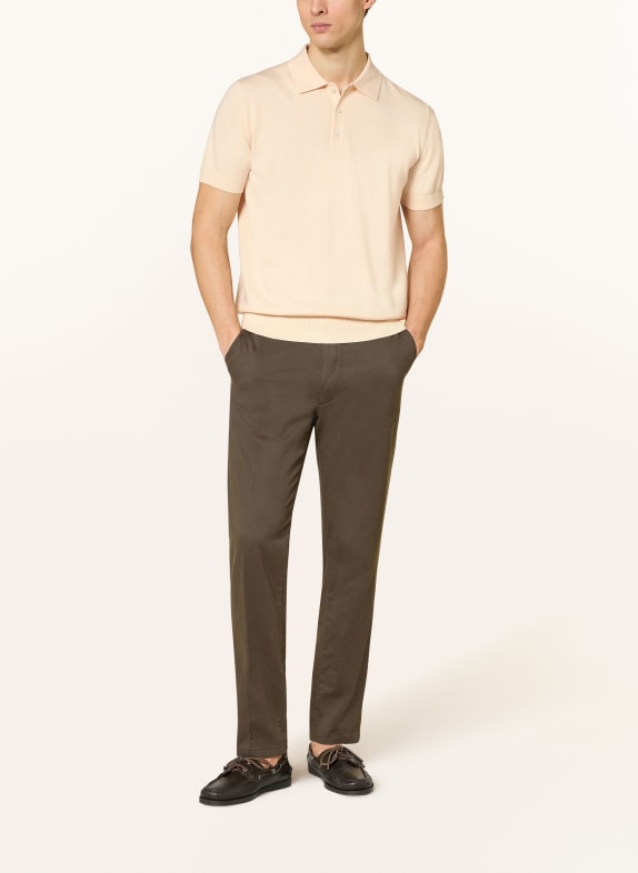 STROKESMAN'S Strikket poloshirt LYSEORANGE
