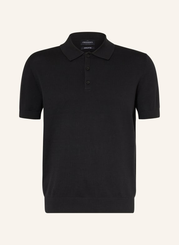 STROKESMAN'S Strick-Poloshirt SCHWARZ