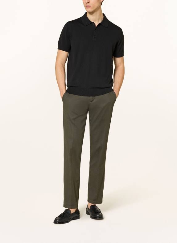 STROKESMAN'S Strikket poloshirt SORT
