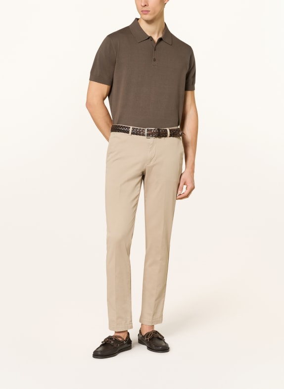 STROKESMAN'S Strikket poloshirt MØRKEBRUN
