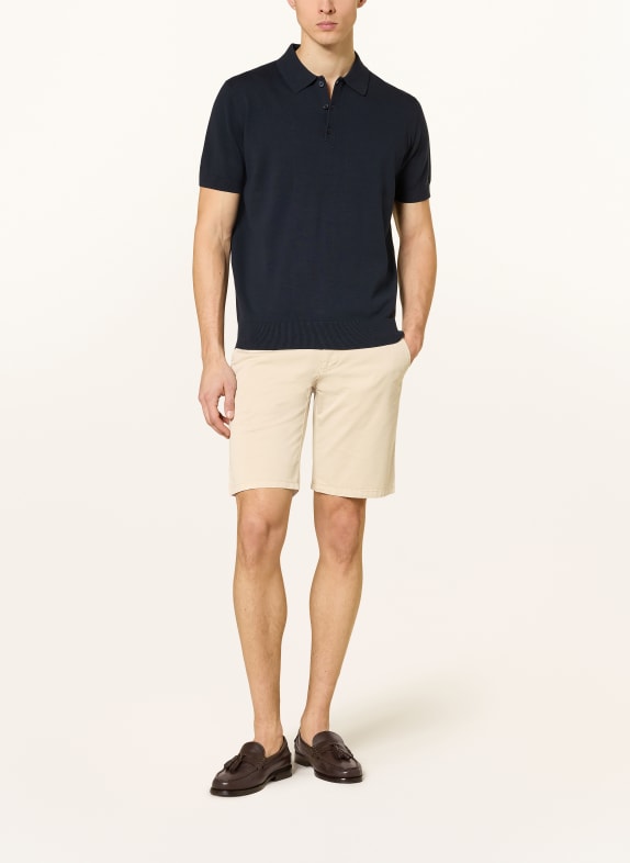 STROKESMAN'S Strikket poloshirt MØRKEBLÅ