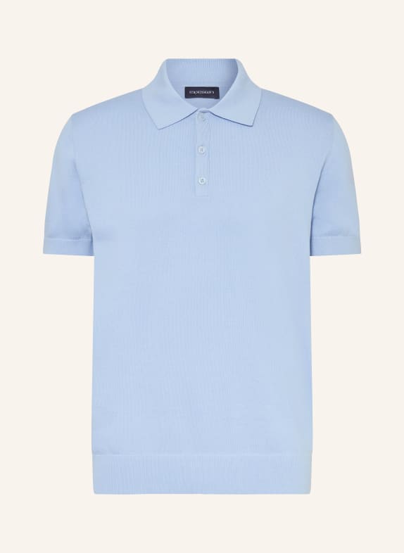 STROKESMAN'S Strick-Poloshirt HELLBLAU