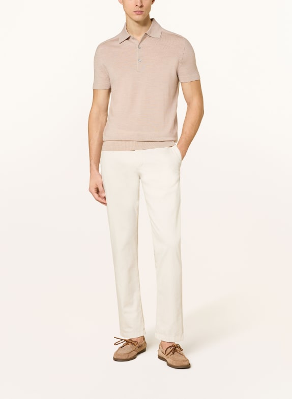 STROKESMAN'S Strikket poloshirt BEIGE