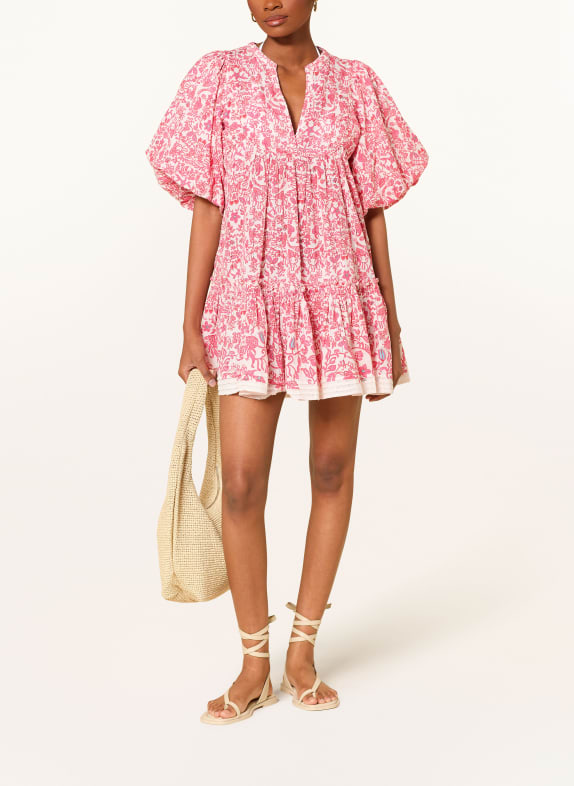 Poupette St Barth Sukienka plażowa CRUZ MOCNORÓŻOWY / ECRU