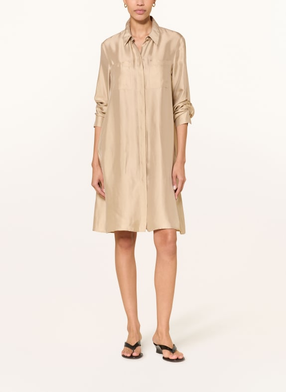 LUISA CERANO Hemdblusenkleid aus Satin BEIGE