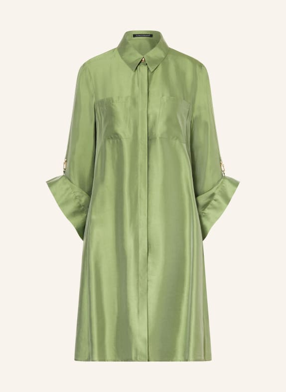 LUISA CERANO Satin shirt dress GREEN