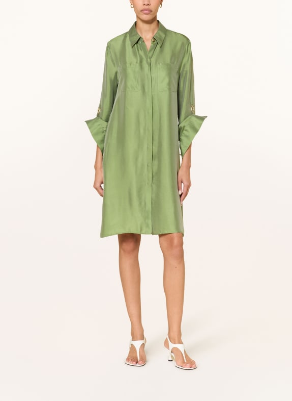 LUISA CERANO Satin shirt dress GREEN
