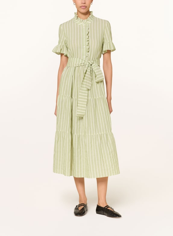 LUISA CERANO Šaty s volánky SVĚTLE ZELENÁ / KRÉMOVÁ