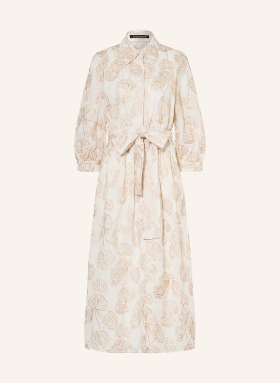 LUISA CERANO Košilové šaty s 3/4 rukávy a třpytivou nití KRÉMOVÁ / ZLATÁ