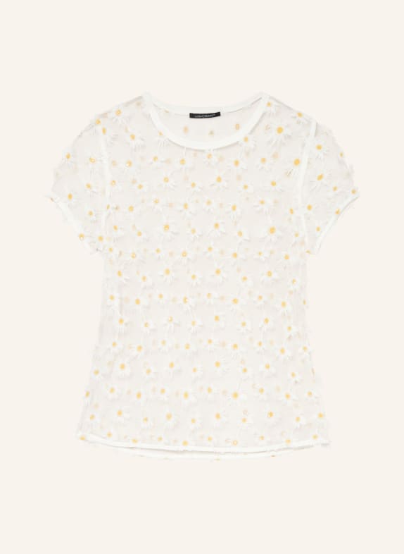 LUISA CERANO T-shirt van mesh met pailletten WIT / GOUD / GEEL