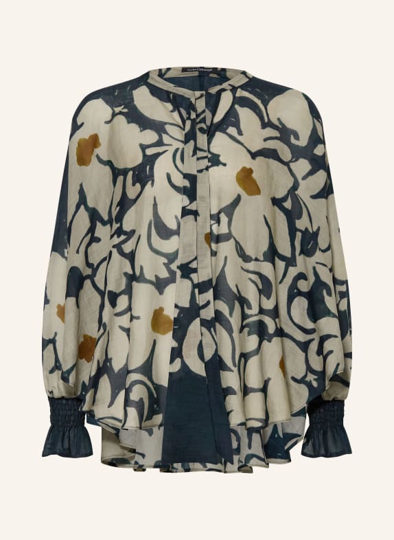 LUISA CERANO bluzka z kołnierzykiem GRANATOWY / CIEMNOPOMARAŃCZOWY / JASNOZIELONY