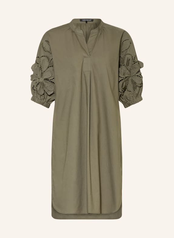 LUISA CERANO Jurk met opengewerkte kant en 3/4-mouwen KAKI