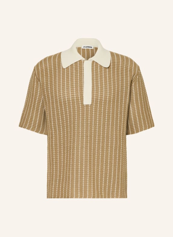 JIL SANDER Pletené polo tričko VELBLOUDÍ / KRÉMOVÁ