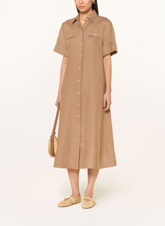RIANI Hemdblusenkleid aus Leinen BRAUN