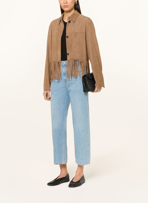 RIANI Lederjacke mit Fransen BRAUN