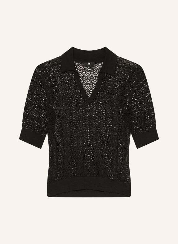 RIANI Polo tričko z perforované látky ČERNÁ