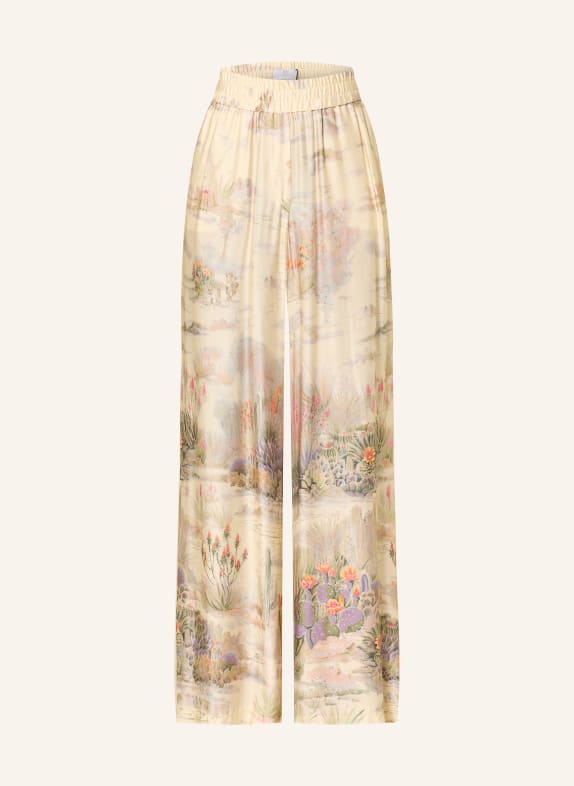 RIANI Marlenehose aus Satin HELLGELB / LILA / ORANGE