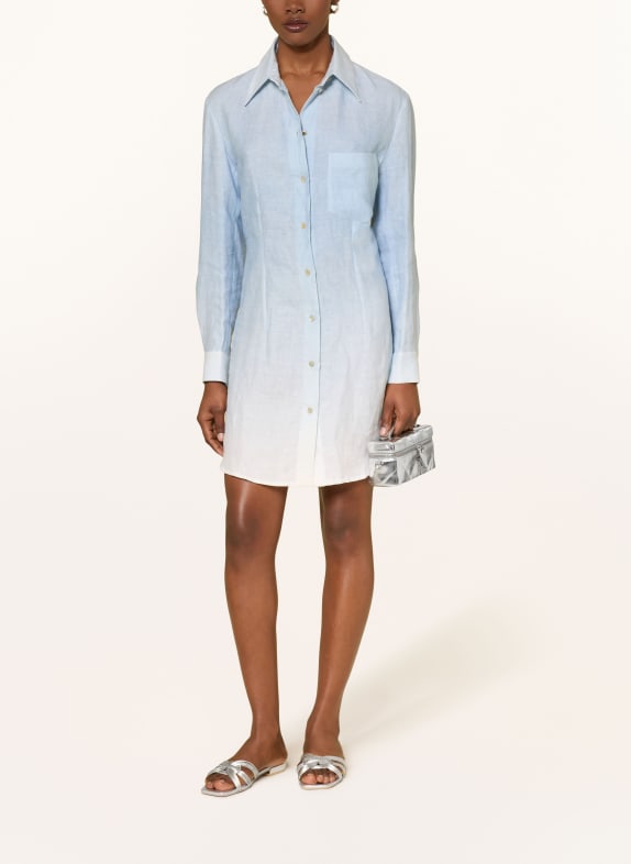 RIANI Hemdblusenkleid aus Leinen HELLBLAU / WEISS