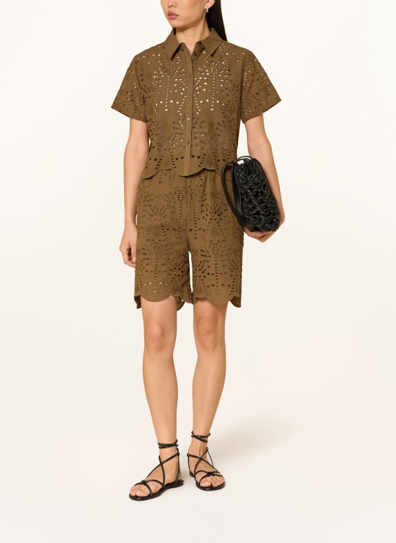 darling harbour Skjortblus i hålspets OLIVE