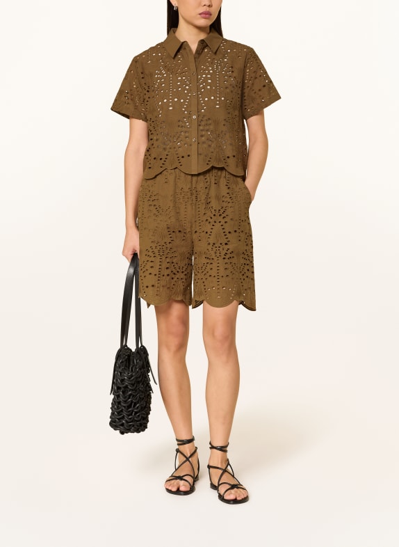 darling harbour Shorts med hålspets OLIVE