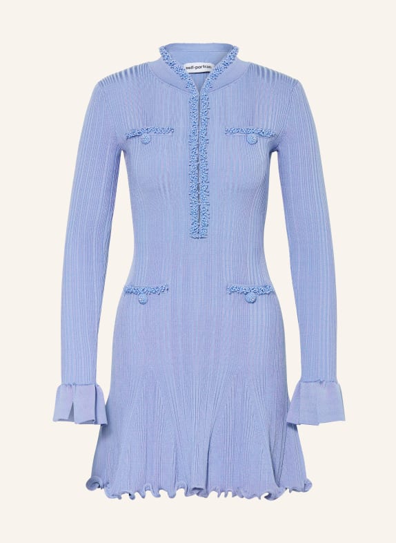 self-portrait Knitted dress with decorative pearls LIGHT BLUE