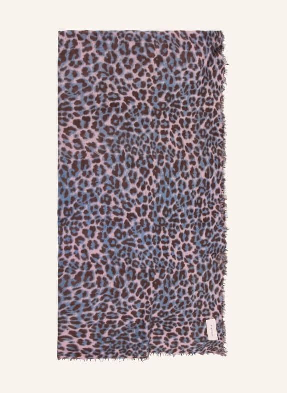 PURSCHOEN Cashmere scarf LEO ROSE PINK / BROWN / BLUE GRAY
