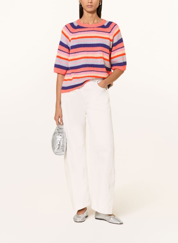 Smith & Soul Gebreid shirt met mohair ROZE / LICHTBLAUW / BLAUW