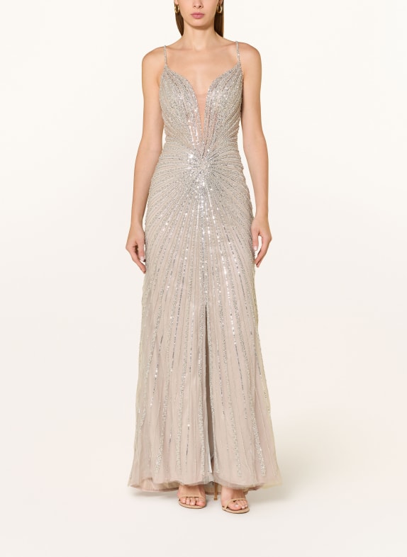 Hey Kyla Suknia wieczorowa z biżuteryjnymi perełkami i cekinami SREBRNY